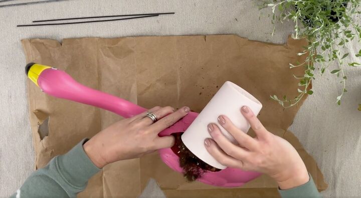 dollar store flamingo planters