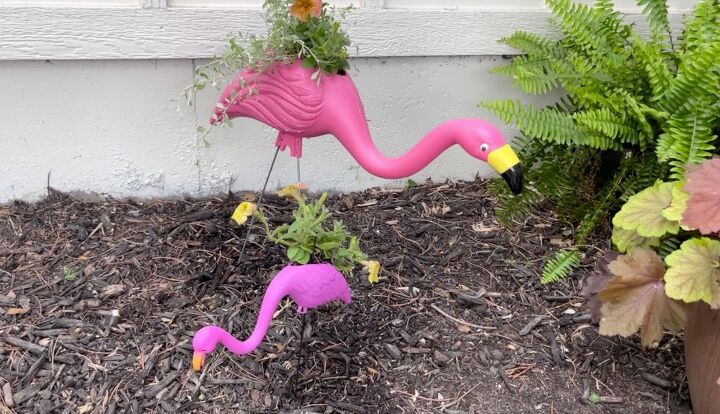 dollar store flamingo planters