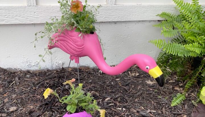 dollar store flamingo planters