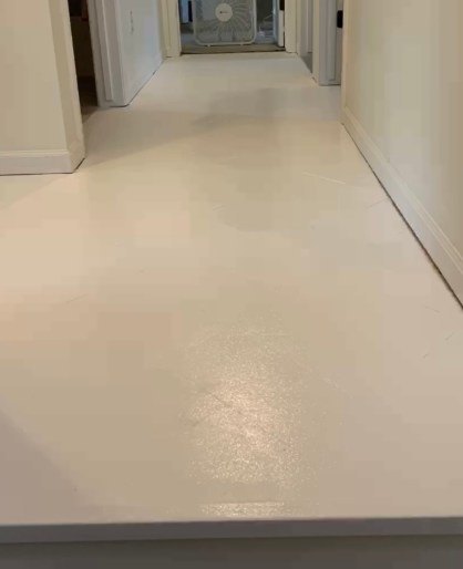 diy herringbone floor in a hallway, Primed