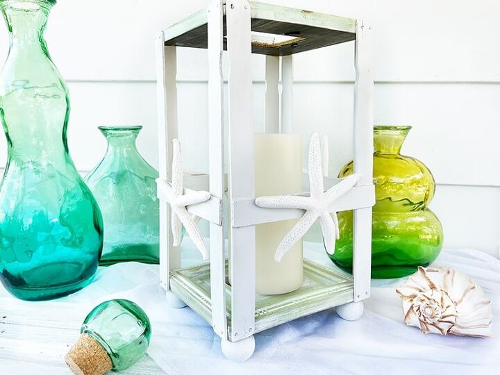 diy lantern made with picture frames and paint sticks