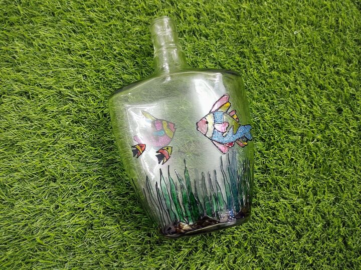 diy glass painting bottle planter