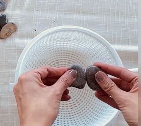 She glues a bunch of pebbles together to get this wild countertop idea