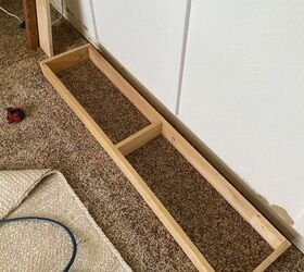 She builds a wooden frame on her floor for a gorgeous living room idea (just $75!)