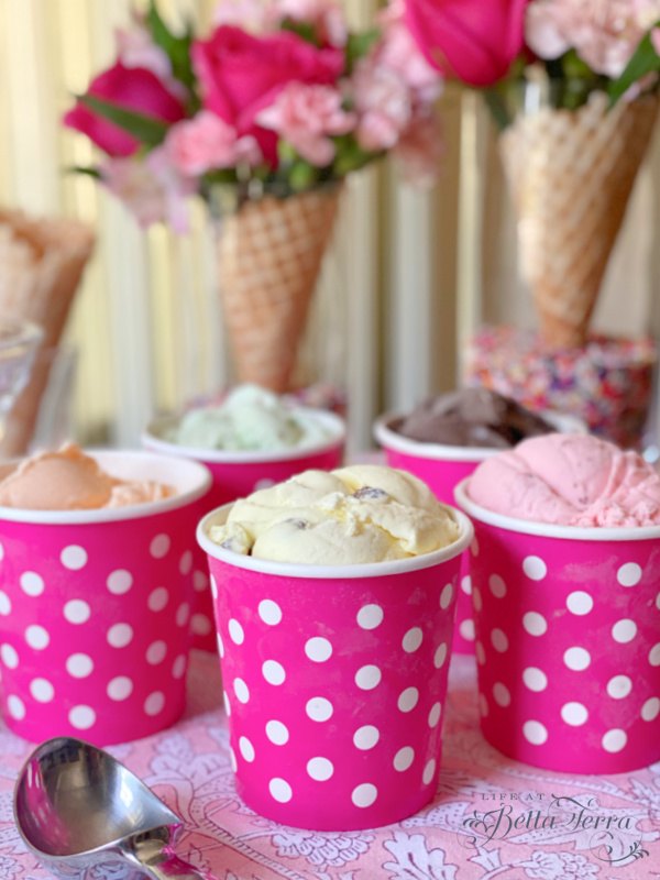 it s summer and cool down with an ice cream social, Cute polka dot containers