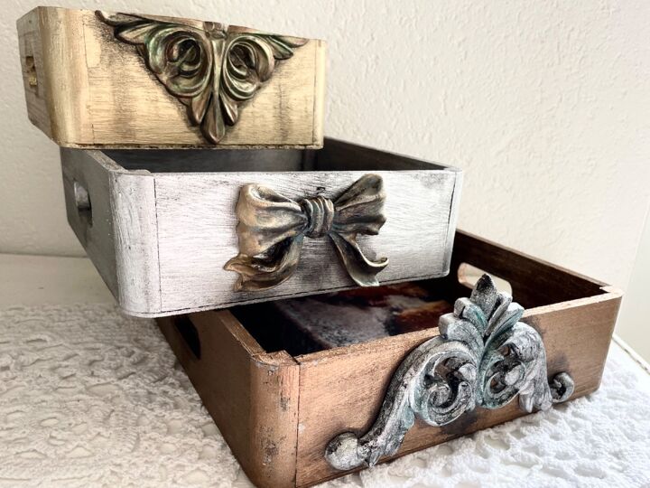 box makeover with metallic paint