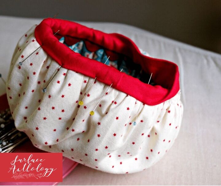 how to make fabric bowls, blind stitch binding