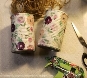 upcycled tin can floral hanging decoration using mod podge