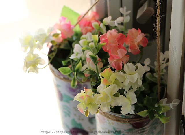 decoracin floral para colgar en latas recicladas usando mod podge