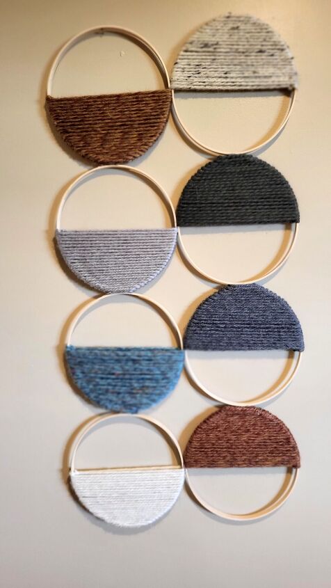 yarn wrapped embroidery hoop wall hanging