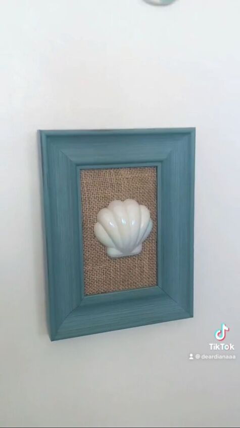 framed seashell burlap wall art