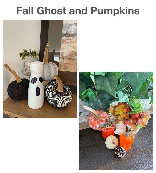 upcycled fall pumpkins and ghost