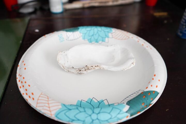 ocean pour painting oyster shell jewelry dish