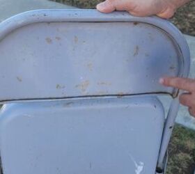 He saves a folding chair from the trash for this adorable idea!