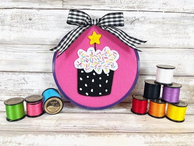 patrones de bordado sencillos cupcake hoop art
