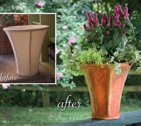 use lamp shades to create flower pots