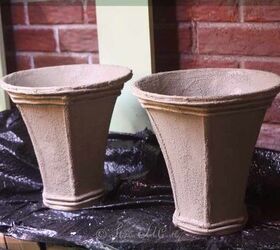 use lamp shades to create flower pots