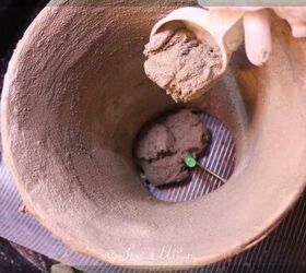 use lamp shades to create flower pots