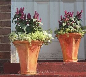 use lamp shades to create flower pots