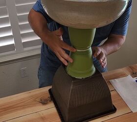 how to turn plastic planters into a beautiful diy urn planter, Smooth out any excess glue