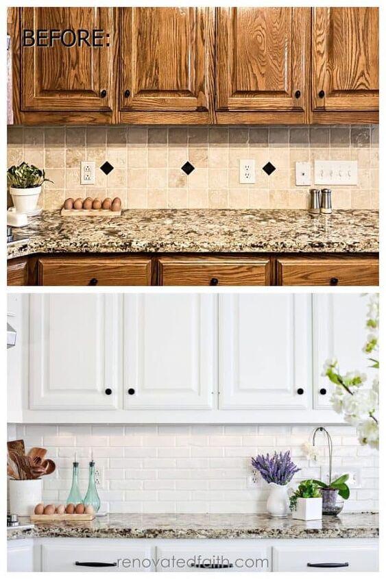 the absolute best faux brick for a backsplash, Before And After Using 3d PVC Panels