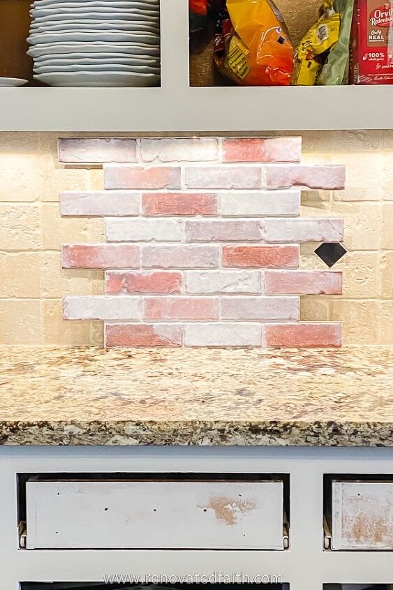 the absolute best faux brick for a backsplash