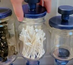 from trash to treasure how to make diy apothecary jars, Arrange the jars in your bathroom