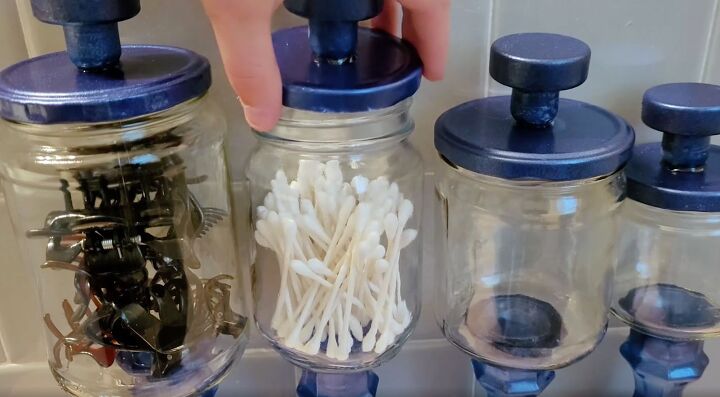 from trash to treasure how to make diy apothecary jars, Arrange the jars in your bathroom