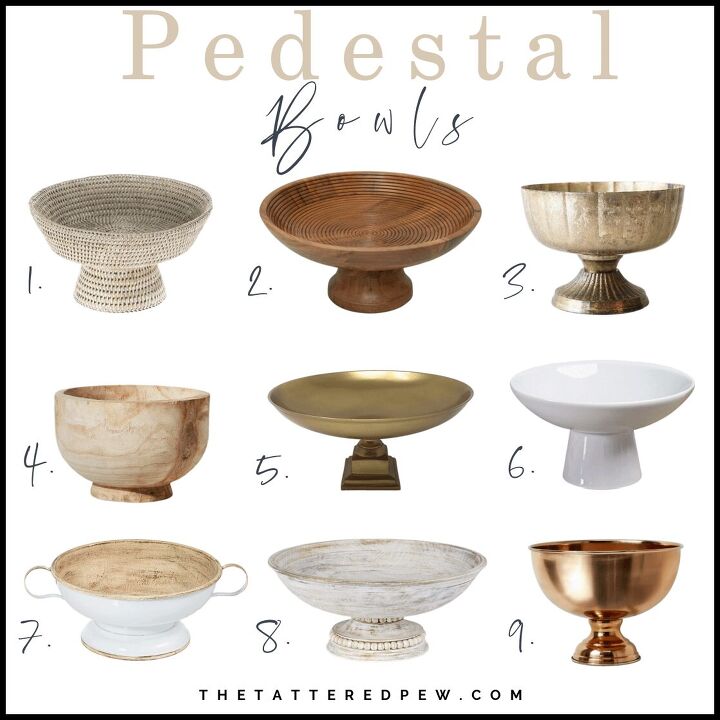 4 sencillos pasos para crear un centro de mesa floral en un bol de pedestal, Vea los 9 cuencos aqu