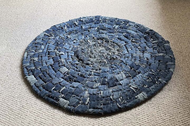 cmo hacer una alfombra de tela vaquera sin coser