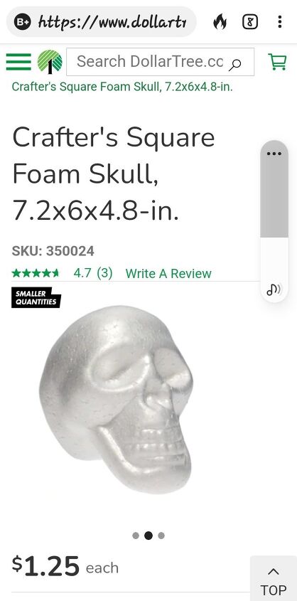 fun easy halloween wreath with dollar tree products, Styrofoam Skull