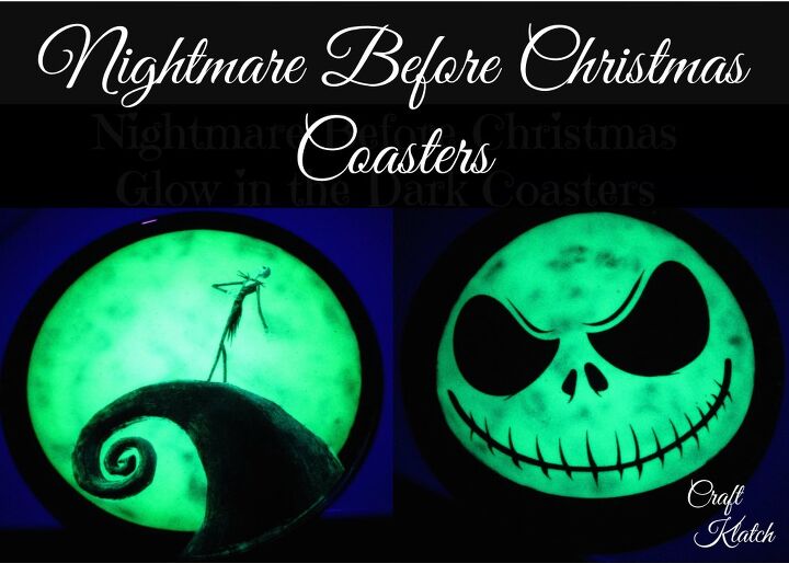 nightmare before christmas glow in the dark coasters diy