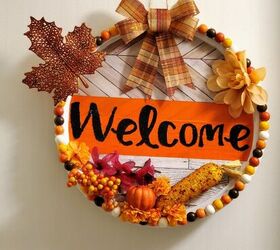 thanksgiving fall dollar tree pizza pan wreath, Welcome Let s have a Thanksgiving feast