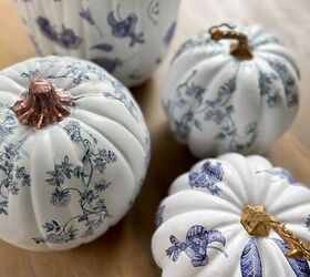 decoupage diy calabazas chinoiserie paso a paso, Calabazas de chinoiserie en decoupage azul y blanco