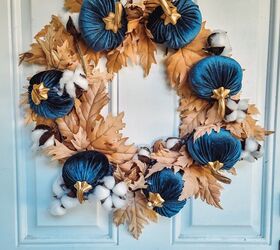 Cómo hice las coronas de otoño de colores azul marino y crema