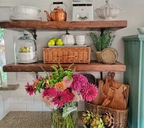 ideas de upcycle para que un cuenco de cermica parezca de piedra, decoraci n vintage de oto o en la cocina de la casa de campo con flores frescas cortadas