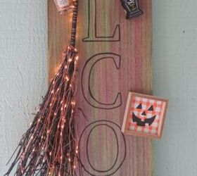 decoracin de target dollar spot con un letrero de bienvenida de halloween diy, DIY letrero de Halloween con materiales del punto de d lar de Target