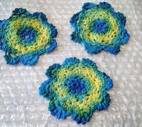 cmo cre arte con girasoles a partir de blondas de algodn, Azul y amarillo