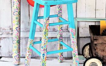 Painted And Decoupaged Bar Stool