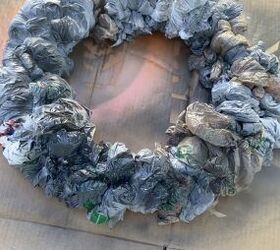Upcycled Plastic Bag Halloween Wreath - Salvage Sister and Mister