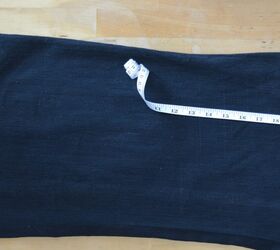 She measures an old pair of jeans to make her couch a little bit more interesting