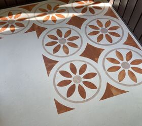 stenciled concreto sunporch makeover