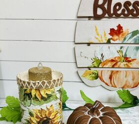 Fall Decoupage Candle Holder Dollar Store Craft Project - About a Mom