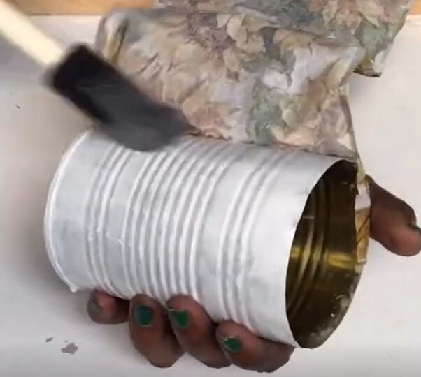 easy upcycled tin can to candle holder using dollar tree items