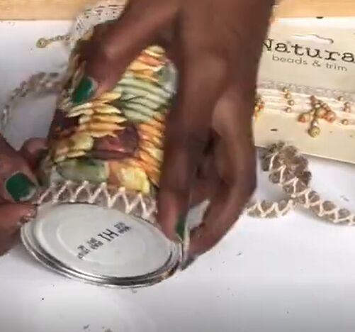 easy upcycled tin can to candle holder using dollar tree items
