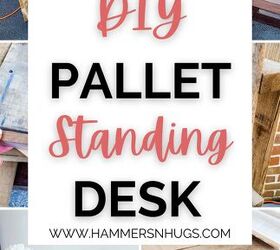 diy pallet standing desk vintage makeover, Utiliza este tutorial para crear un escritorio de pie con palets y dale a esta comodidad moderna un toque de escritorio antiguo