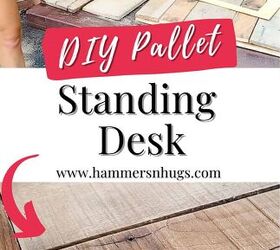 diy pallet standing desk vintage makeover, Utiliza este tutorial para crear un escritorio de pie con palets y dale a esta comodidad moderna un toque vintage