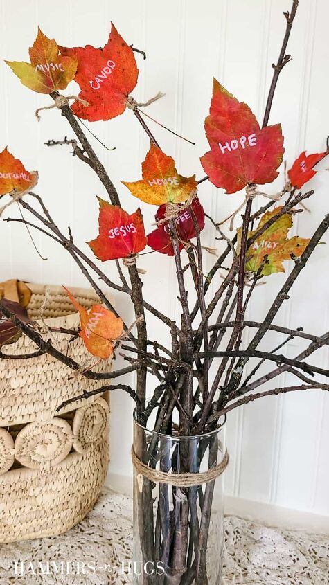 diy centerpiece thanksgiving tree craft, Make this easy no glue DIY centerpiece Thanksgiving tree craft with your kids using materials from your backyard