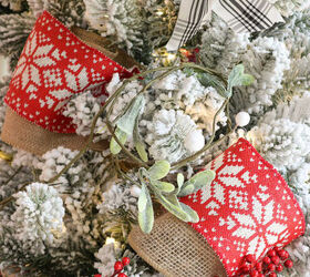 cmo disear fcilmente el rbol de navidad ms admirado con lazo derecho, cinta roja con copos de nieve para decorar el rbol de Navidad