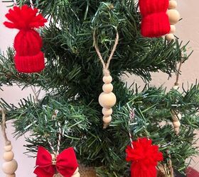 festive red beanie christmas tree ornament, R